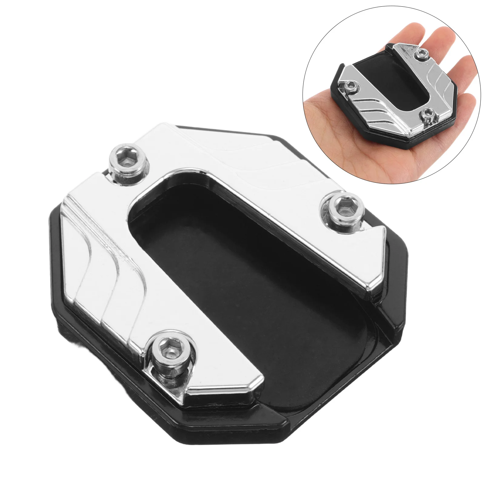 

Motorcycle Kickstand Extension Pad Silver Enlarged Base Non-Slip Side Stand Support for Scooter Parking Kickstand Extension