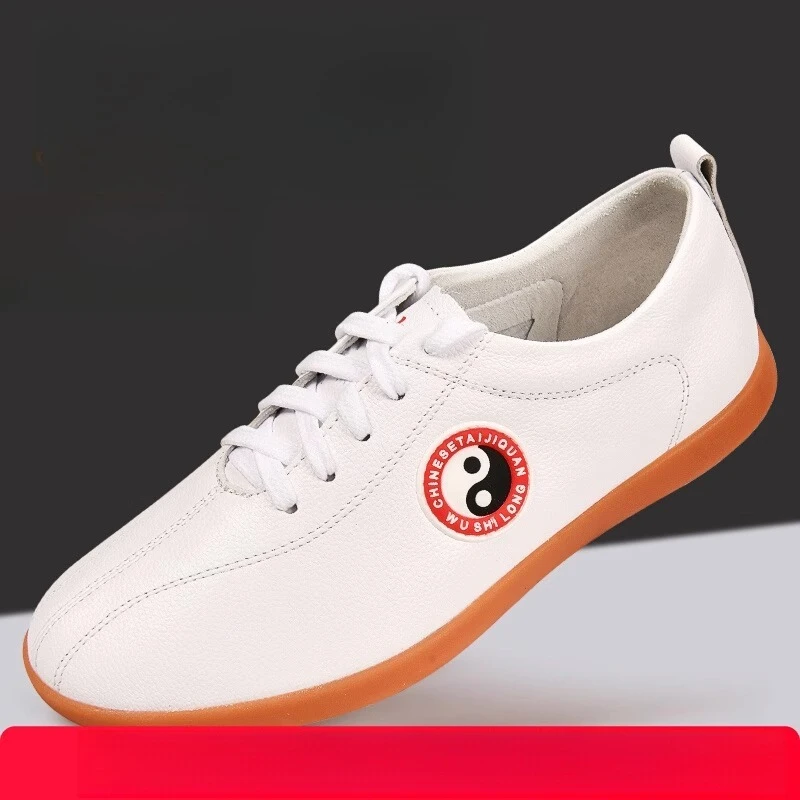 أحذية تاي تشي فنون الدفاع عن النفس جلد طبيعي قسط جلد البقر خفيفة الوزن عدم الانزلاق أحذية الووشو مريحة Taiji ممارسة الأحذية