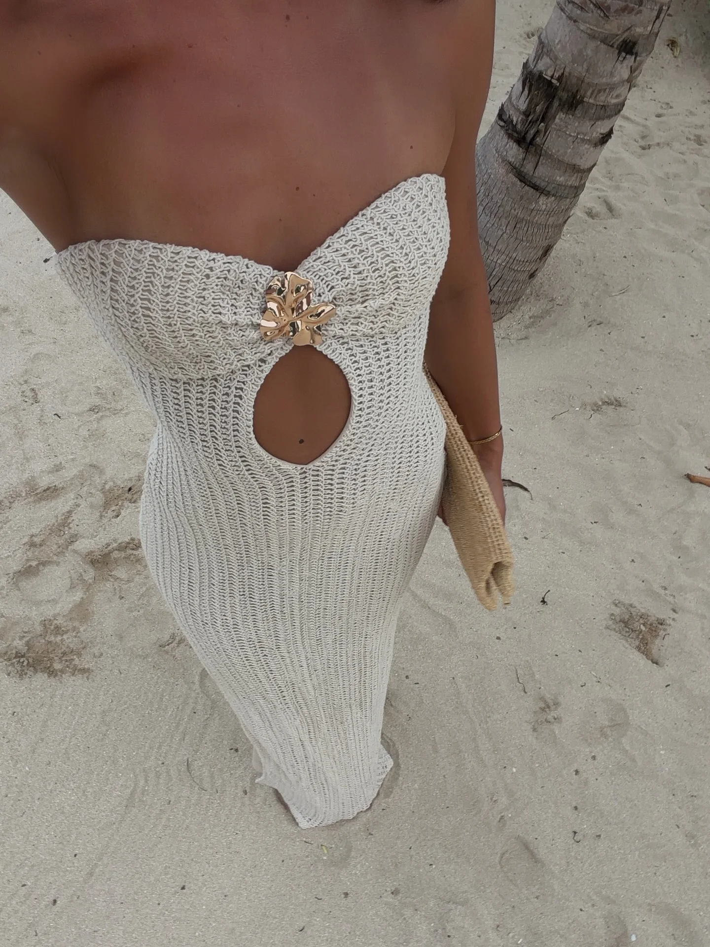 Vestido Maxi de Punto Halter sin Mangas con Aberturas, Vestido Bandeau para Mujer, Ideal para Fiestas de Verano y Noche