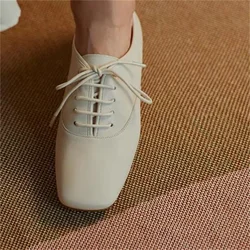 Crossover Strap Shoes for Ladies Square Toes Women's Sewing Lines Chassure Femme Low Heels Female Loafers Shallow Zapatos Mujer