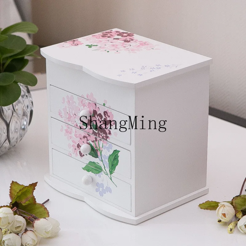 

CL Drawer Wooden Jewelry Storage Box Dormitory Household Supplies Cosmetics Lipstick Bedroom Desktop Storage Makeup Box