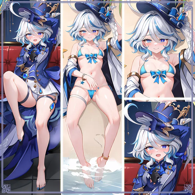 Japanese Anime Genshin Impact Furina de Fontaine Sexy Dakimakura Cozy Otaku Pillow Cover Linen Gifts New