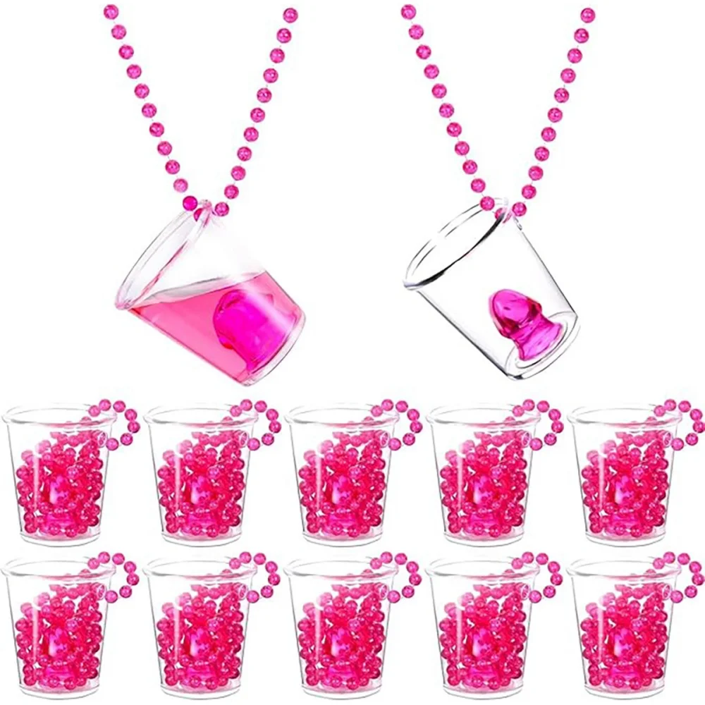 Bachelorette Party Bead Chain Cup Plastic Penis Drinking Cups Wedding Bridal Shower Decor Girls Hen Party Bride to Be Supplies