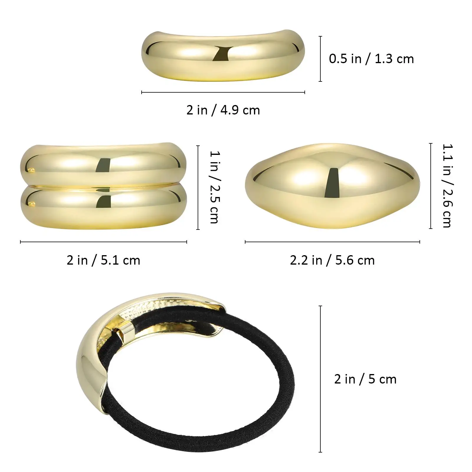 3 pcs Geometric Elastic Hair Cuff Ponytail Holder Hair Ties Metal Hair Rope Tie Bands for Women Girls Hair Accessories