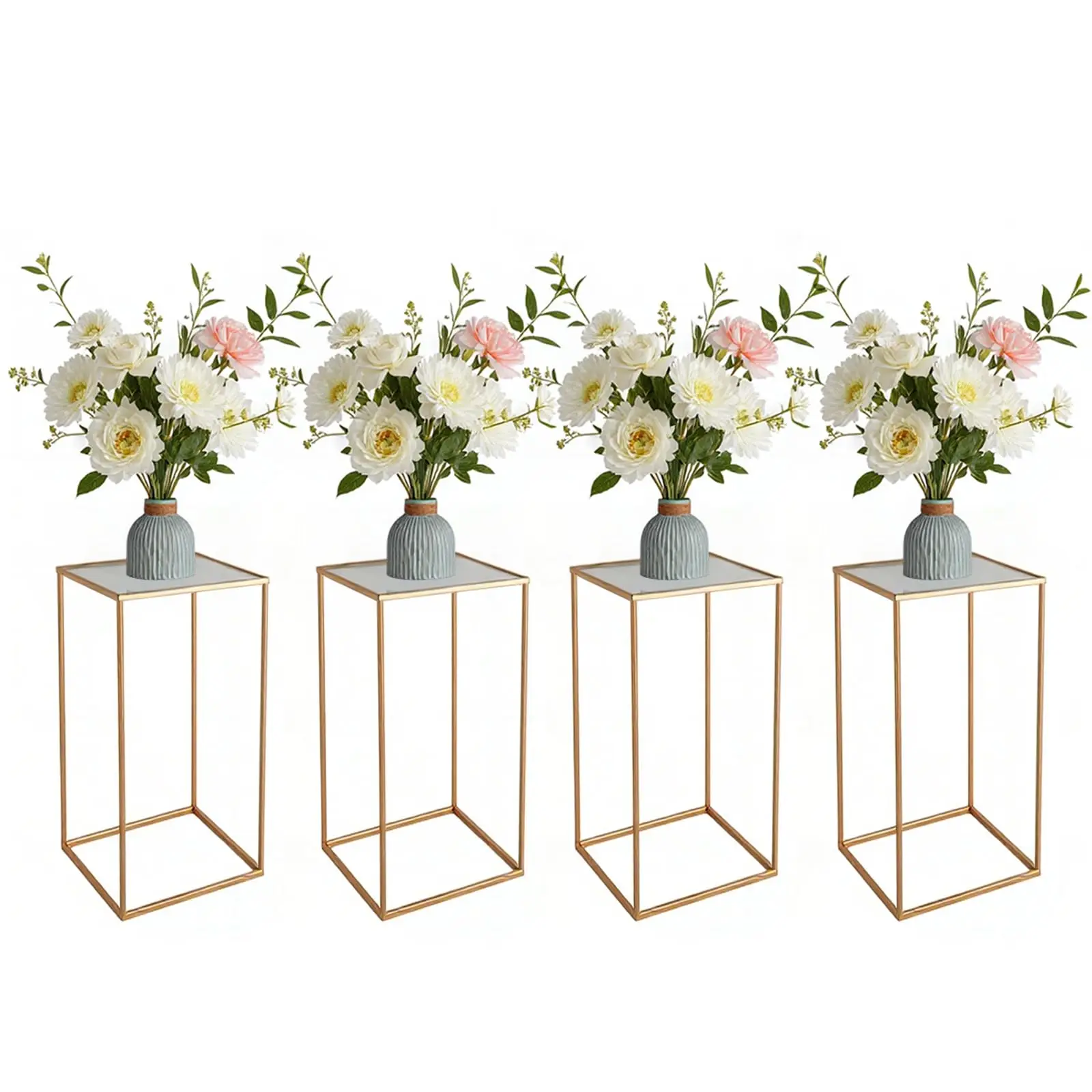 

4Pcs Column Wedding Flower Stand 60cm 80cm Gold Vase Stand for Wedding Centrepieces Decorations Acrycle Panel Display Rack