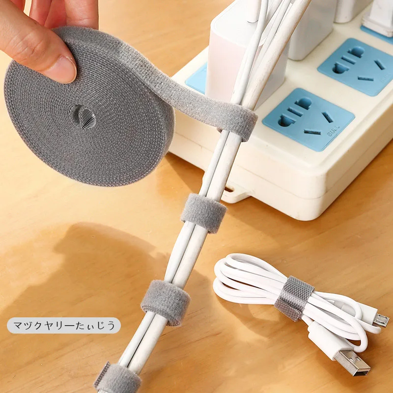 1/5M Cable Organizer USB Cable Management Wire Winder Tape Free Cut Earphone Mouse Cord Ties Multi-functional DIY Cable Ties