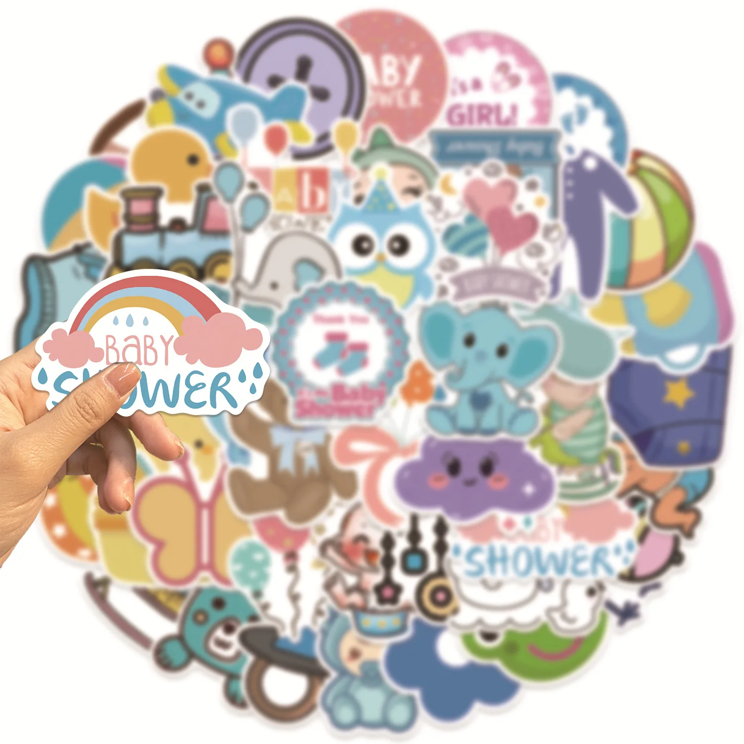 10/30/50Pcs Cartoon Baby Shower Sticker For Snowboard Laptop Luggage Car Fridge DIY Styling Vinyl Sticker