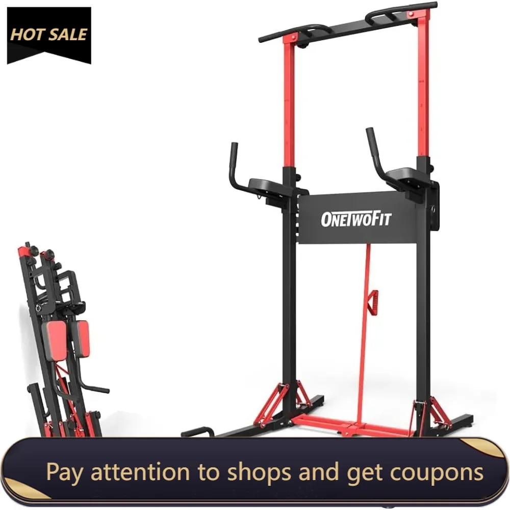 

Power Tower Pull Up Bar Station, Multi-Function Adjustable Height Foldable Dip Station for Home Gym Workout，Pull Up Stand