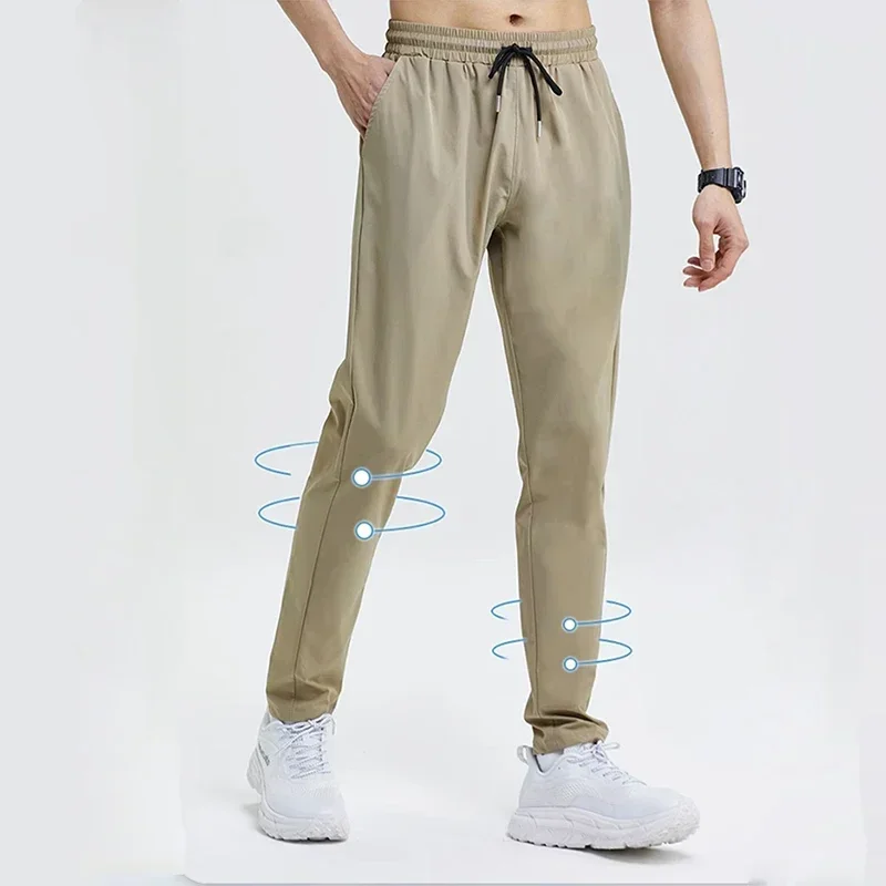 New Pencil Pants Tight Jogging Casual Mens Running Breathable Quick-Drying Ice Silk Outdoor Gym Sports Fashion Fitness Pant