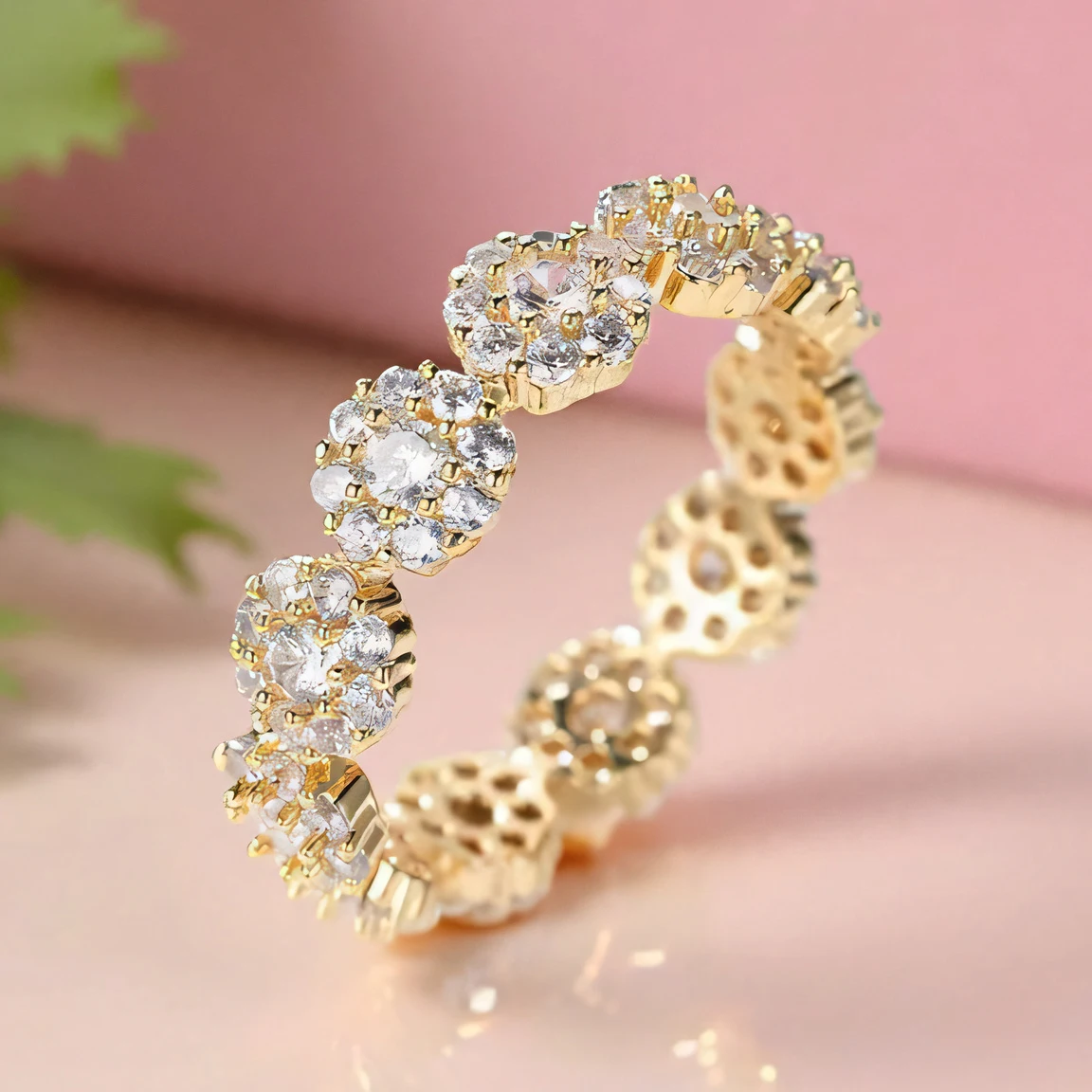 Luxury Female Charm White Zircon Yellow Gold Color Rings For Women Crystal Stone Engagement Wedding Jewelry