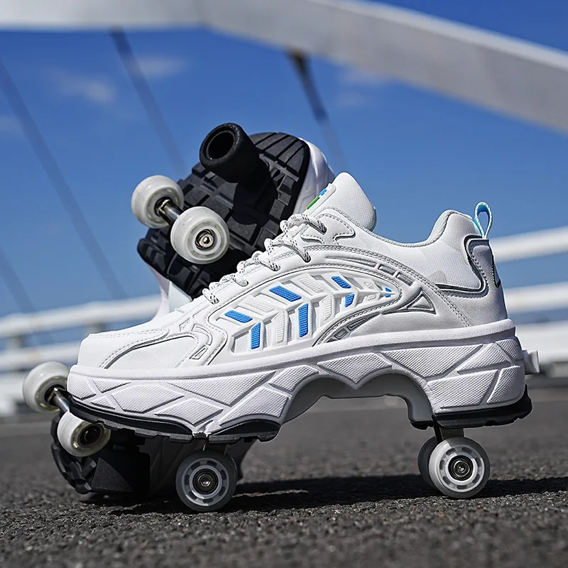 

Kids Roller Skates for Men Women Sneakers Shoes with Wheels Girls Boys Outdoor 2 in 1 Double Skates Rollers Shoes With Brakes