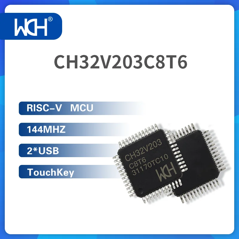 CH32V203 RISC-V MCU, 144MHz, 2 USB, Touchkey PODE, 20 PCes pelo lote