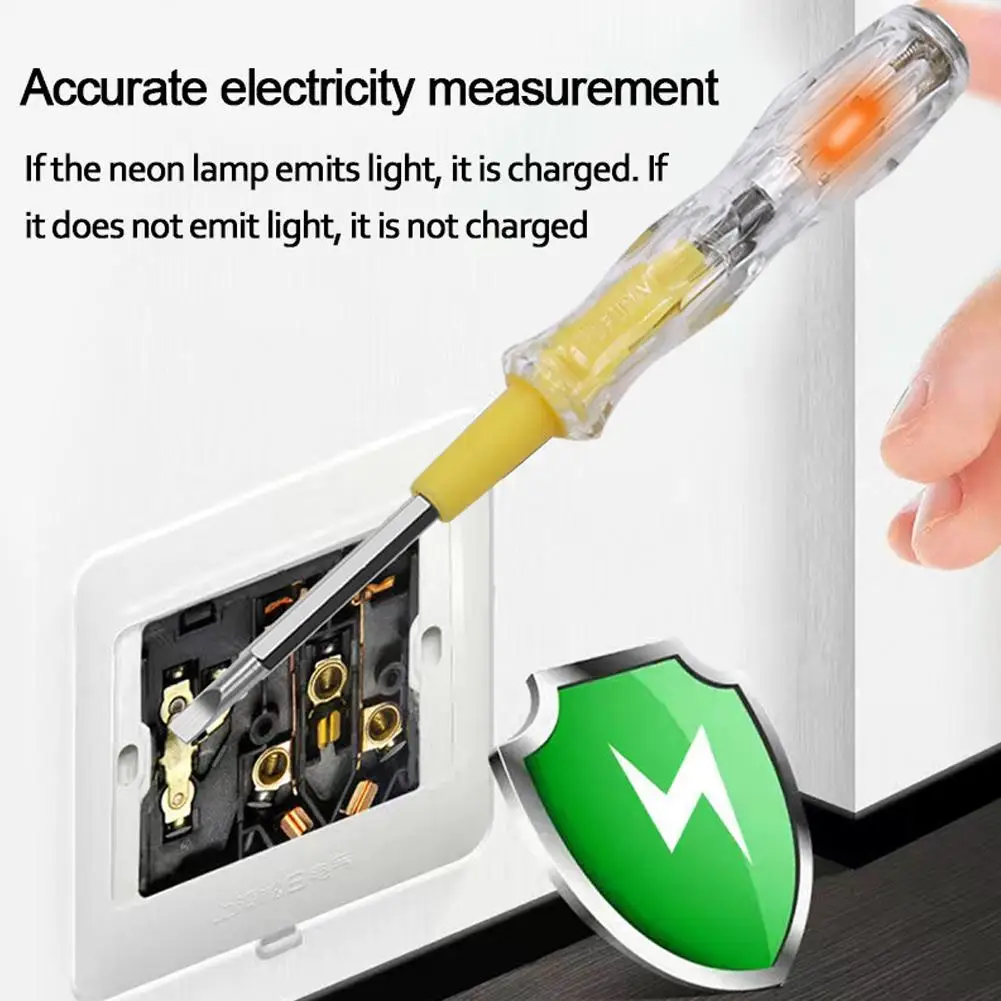 Electrician Test Pen Double-ended Dual-purpose Cross-head AC Non-contact Power Flat Induction Detecto 200-500V Screwd T3H7