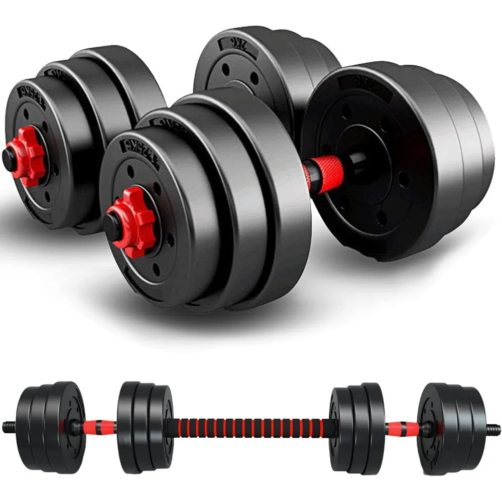 Adjustable Dumbbells Weights Set 20/22/44Lb,3 in 1 Free Weights Barbells