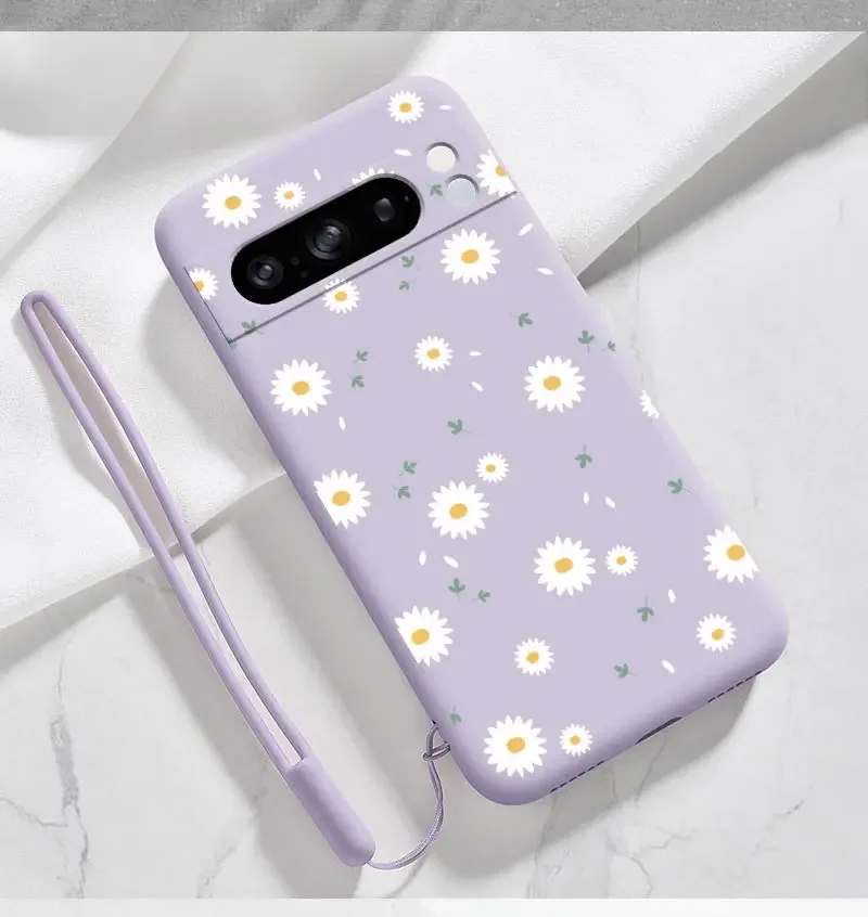 Pixel 8 Pro White Flower Bracelet Silicone Phone Case For Google Pixel 8Pro 8 8A 5 3XL 3A 4 4A 5 7 7A 6 6A 9 9Pro 9ProXL Cover