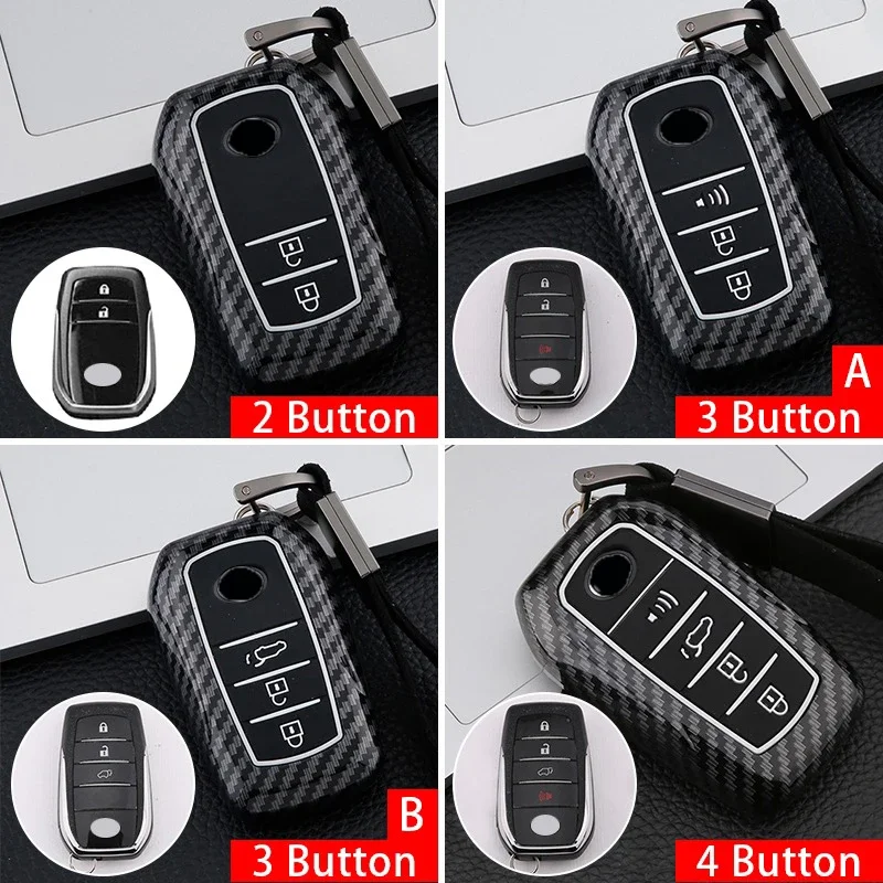 

2 3 4 Buttons ABS Car Key Case Cover for Toyota Land Cruiser 200 300 Fortuner Camry Prado Crown TLK 200 Yaris Cross Hilux Innova