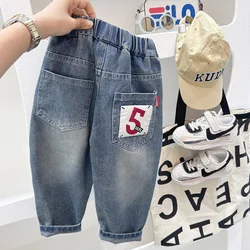 New Autumn Children's Clothing Soft Retro Kids Pockets Jeans Fashion Comfort Boy Casual Denim Pants Loose Trouser