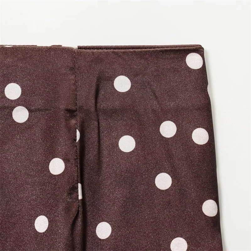 KEYANKETIAN 2025 Autumn New Women's Satin Casual Pants Retro style Side Zipper High Waist Polka Dots Print Straight-leg Trousers