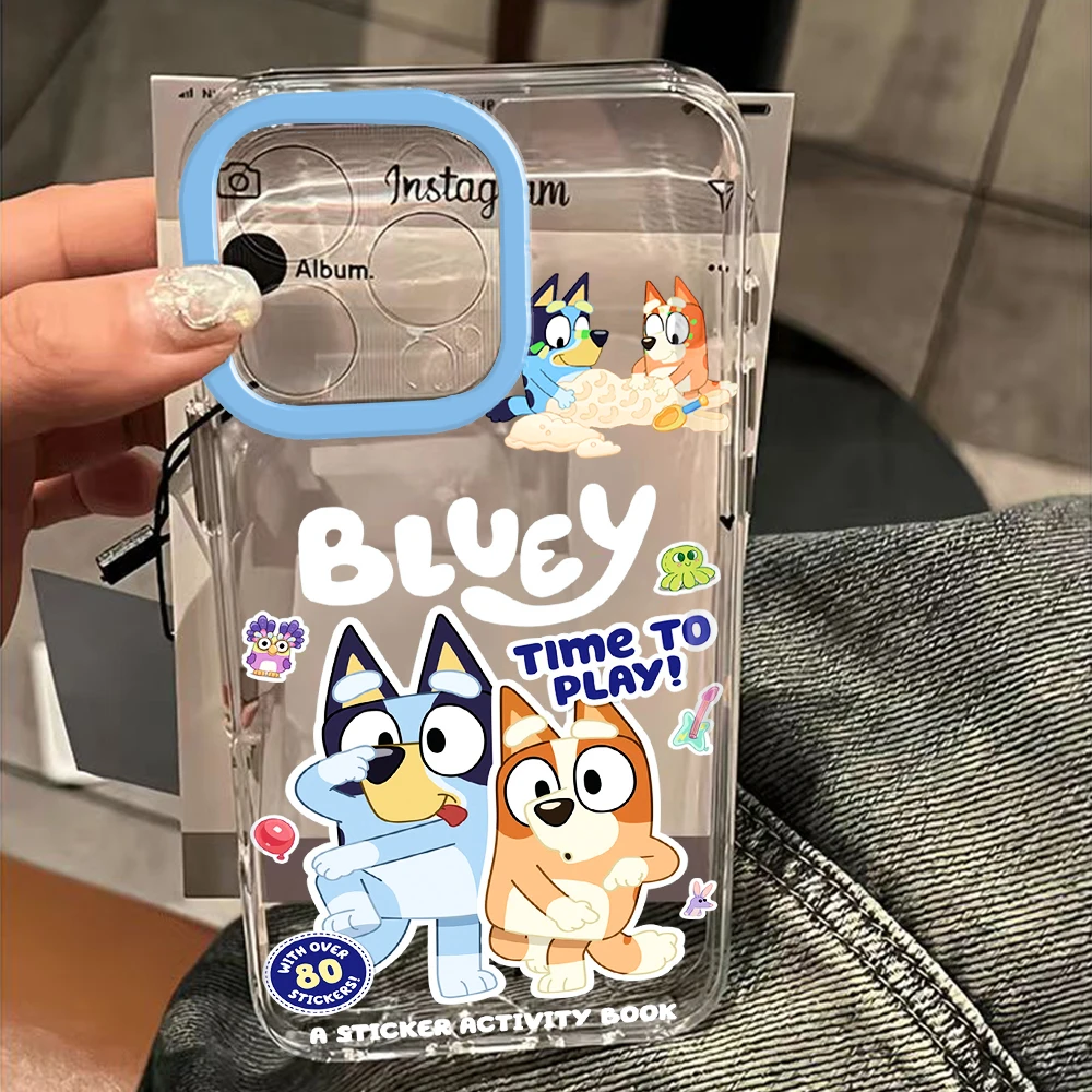 Cartoon Dog  B-Blueys Clear Space Case For iPhone 11 12 13 14 15 16 Pro Max Mini X Xs XR 7 8 plus Se2020 B-Bandits-Chillis Clear