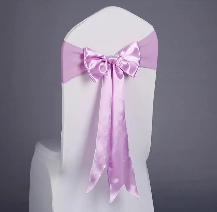 Spandex Lycra Chair Sashes Free Lace-up Elastic Chair Cover Chair Band with Silk Bow for Event Party Wedding Decoration