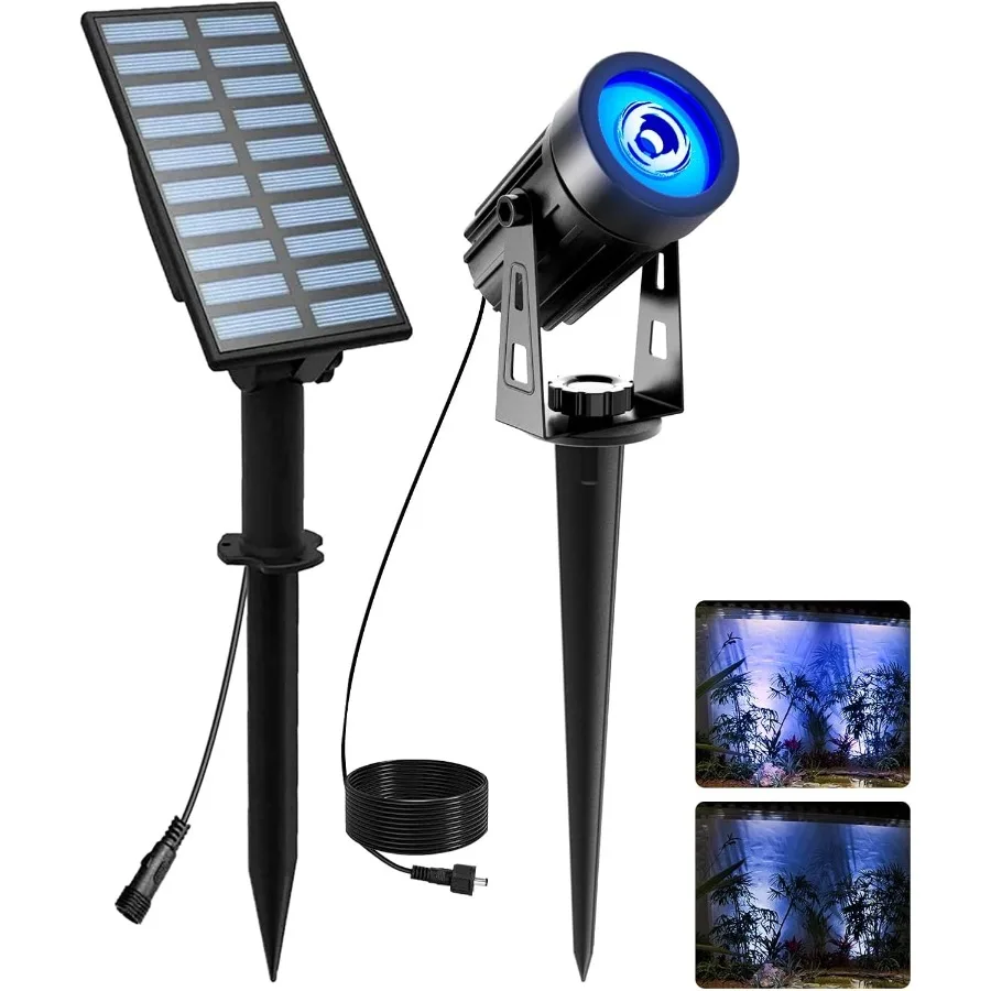 Focos solares de Metal azul para exteriores, luces de pared con Cable de 9,8 pies, IP65, impermeables para Patio, entrada, camino, piscina, árbol, Patio Lan