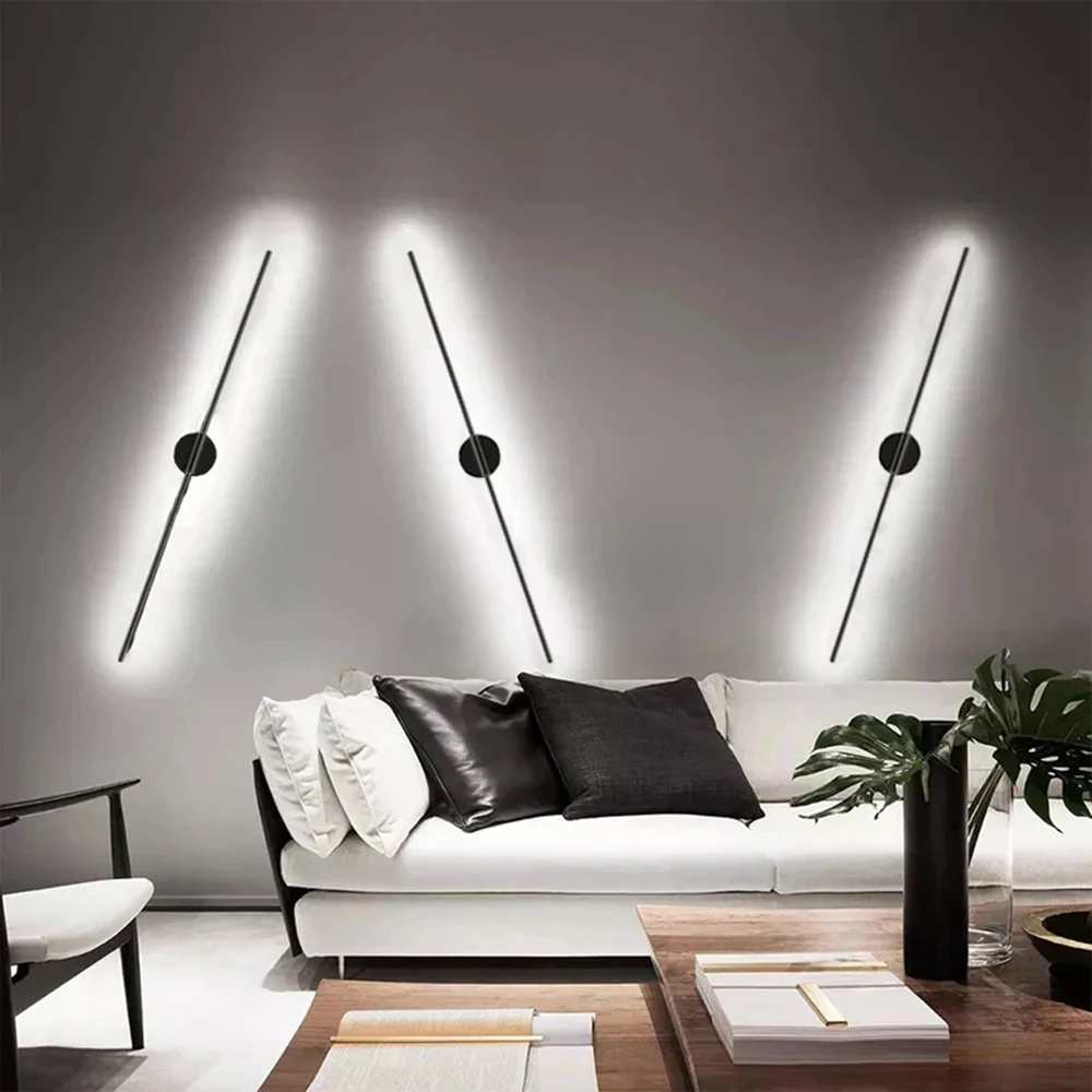 Mordern LED Wall Lamp Black 60CM Long Strip Light For Bar Living Room Wall Bedroom Ambient Bedside Hallway Led Lighting Fixture