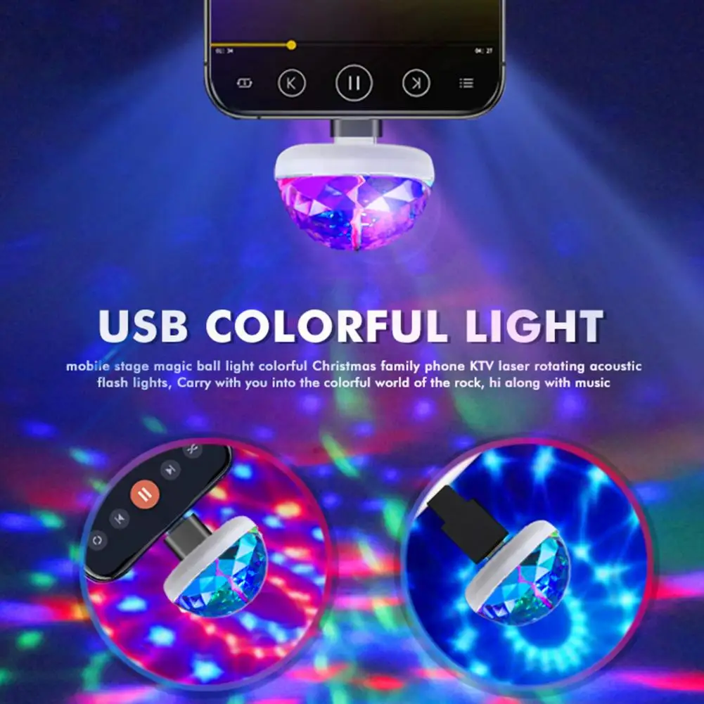 Mini USB Disco Light Portable High Brightness Plug-and-Play RGB LED Party Light USB Disco Lamp Decoration For Club/bar