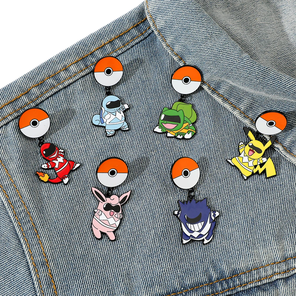 6 Pcs Creative anime Brooch Fashion Pikachu Metal Badge Jewelry Clothing Backpack Accessories Gift For Friends