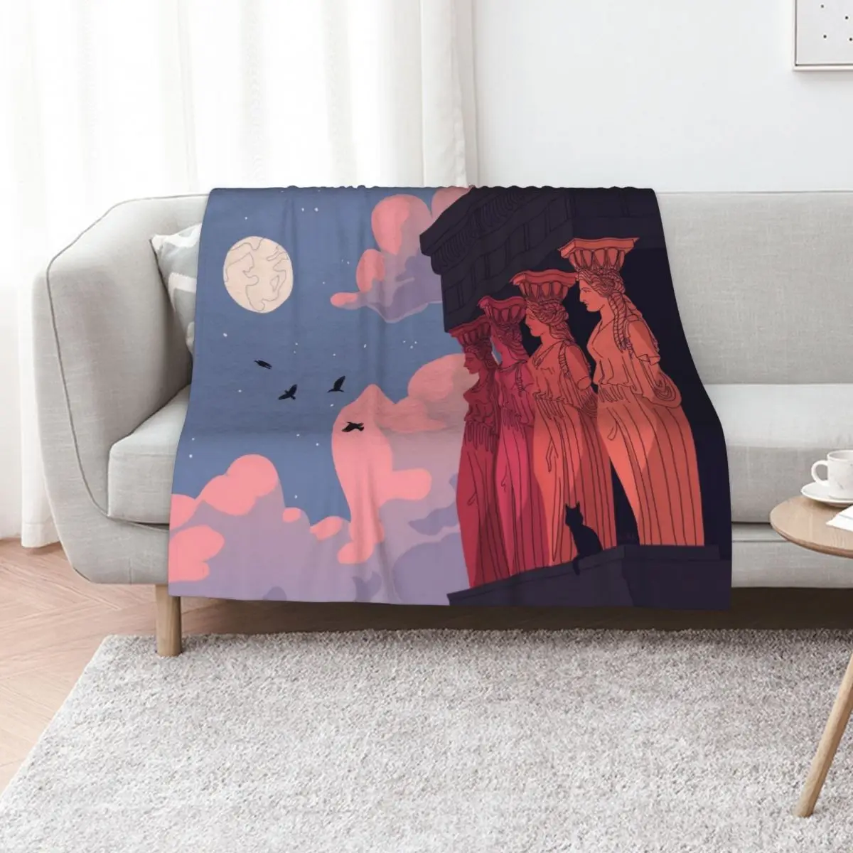 Caryatids at Dusk Throw Blanket Beautifuls Warm Retros Multi-Purpose Winter beds Thermals For Travel Blankets