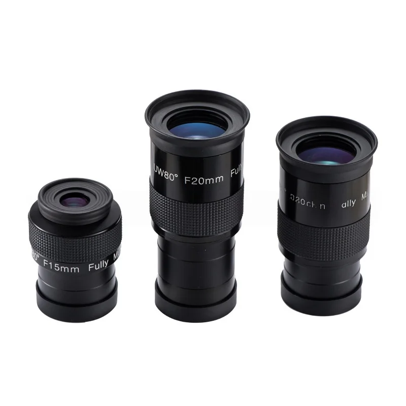 2inch 80 Degree Wide Angle Eyepiece F15mm 20mm 30mm High Definition Metal Astronomical Monocular Binocular Telescope Accessory