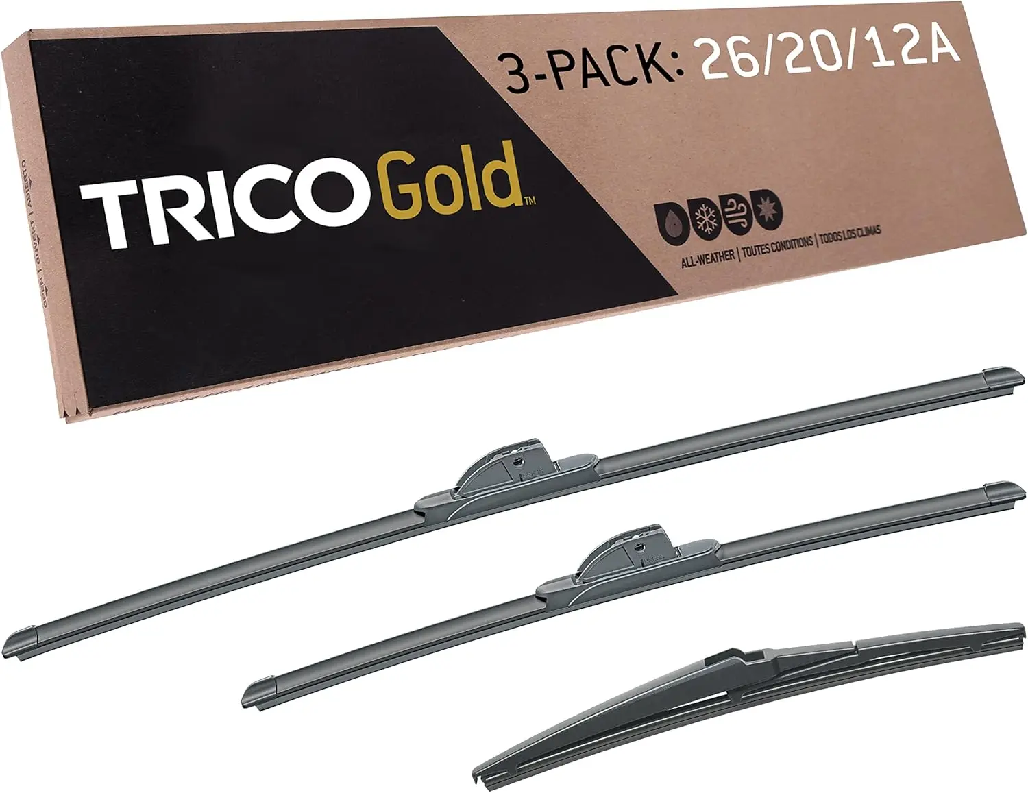 

All-Weather Wiper Blade Kit for 2008-2019 Toyota Highlander, Includes 26", 20" & 12" Premium Beam Blades