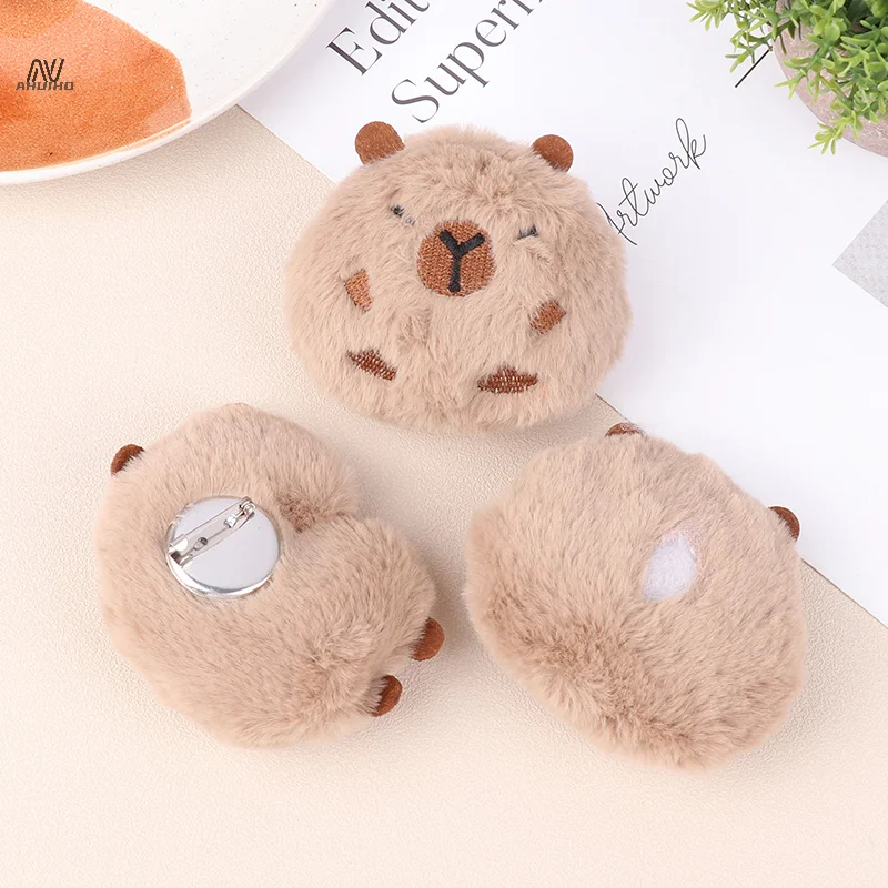 1PC Capybara Plush Brooch  Girl Clothes Badge Pins Backpacks Pendant Decoration Accessories Soft Cute Pin Student