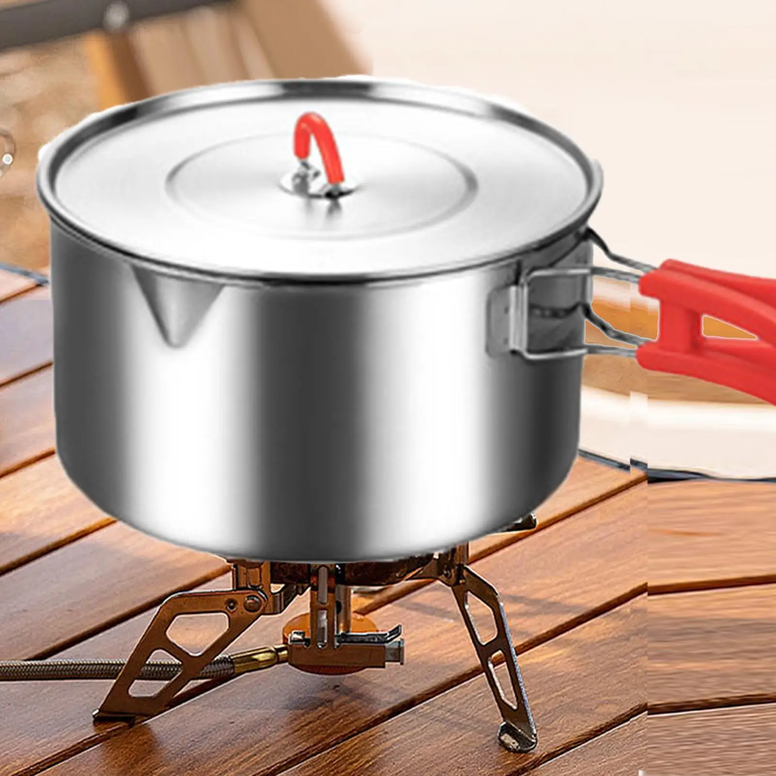 

Camping Cookware Stainless Steel Survival Gear With Utensil Camping Cook Pot Set With Carrying Bag For Kitchen Backyard Picnic