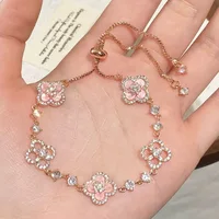 GLOSSMOON Sakura Cleef Bracelet Fashionable and Elegant Cherry Blossom Bracelet Does Not Change Color and Is Not Allergic  The Sakura Clover Bracelet showcases a multitude of brilliant diamonds, forming a luminous sparkle that commands attention in every - Image 4