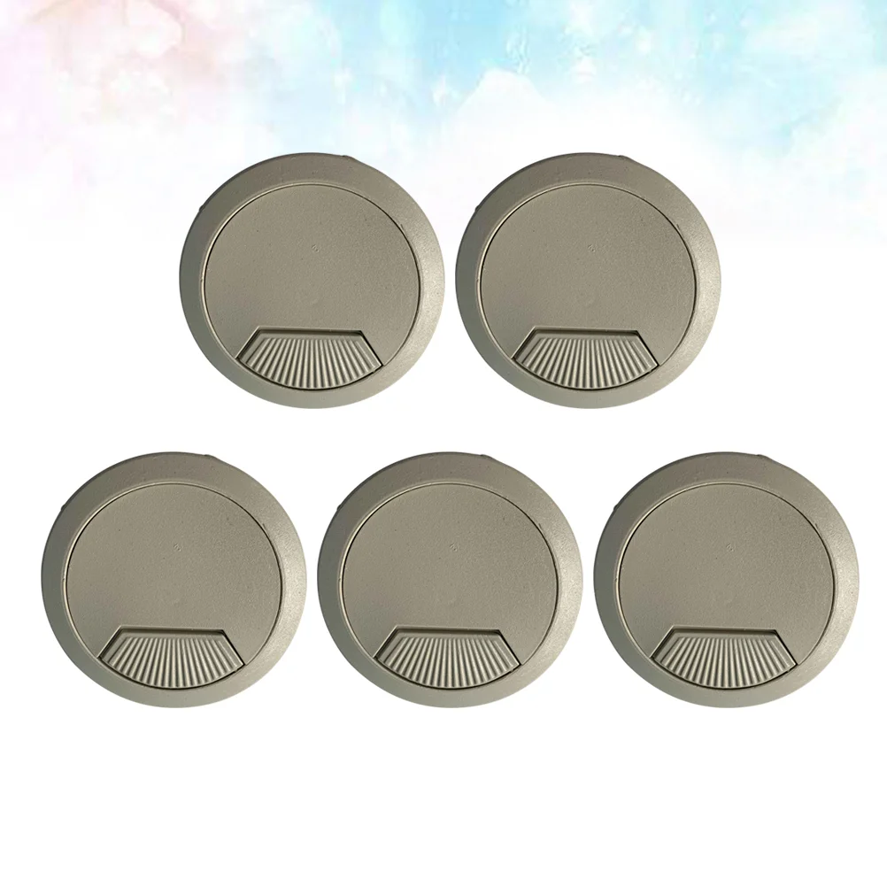 5pcs 50mm Computer Desk Cable Coil Out Hole Covers Brushed Texture Desktop Threading Box Wiring Ducts Covers for Home Office