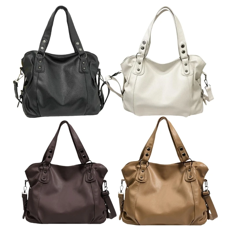 E74B Bolso espacioso para mujer, bolso cruzado cuero PU, bolso hombro informal con correa ajustable para uso diario