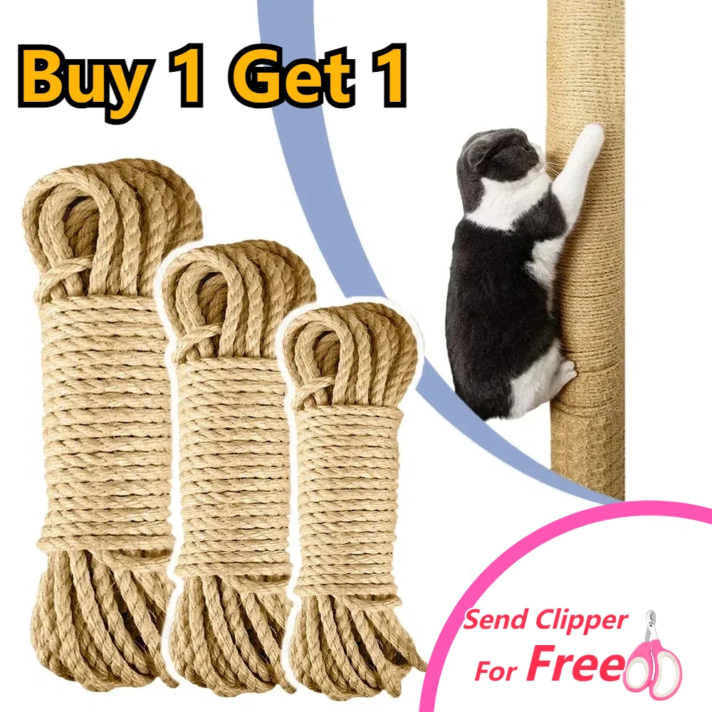 164/328ft Natural Sisal Rope Cat Scratcher Rope Tree Scratching DIY Toy Paw Claw Furniture Protector Scratching Post