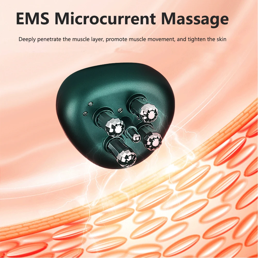 EMS Facial Massager 4D Massage Head Face Lift Device Promote Face Cream Absorption Red Light Therapy Skin Care Beauty Tools