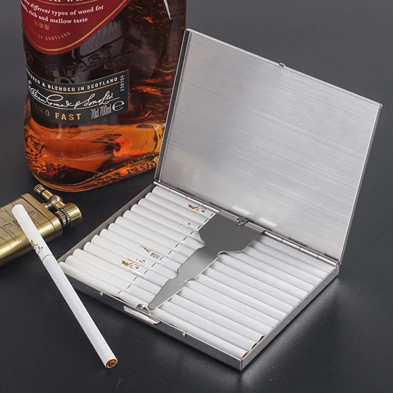 Portable Stainless Steel Delicate Cigarette Case, Outdoor Moisture-proof and Pressure-proof Metal Cigarette Case