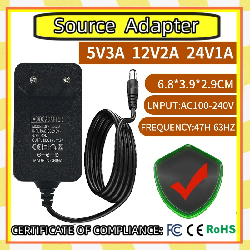 

1PCS AC100-240V 5V3A 12V2A 24V1A power adapte Suitable for LED light strips, lights, cameras