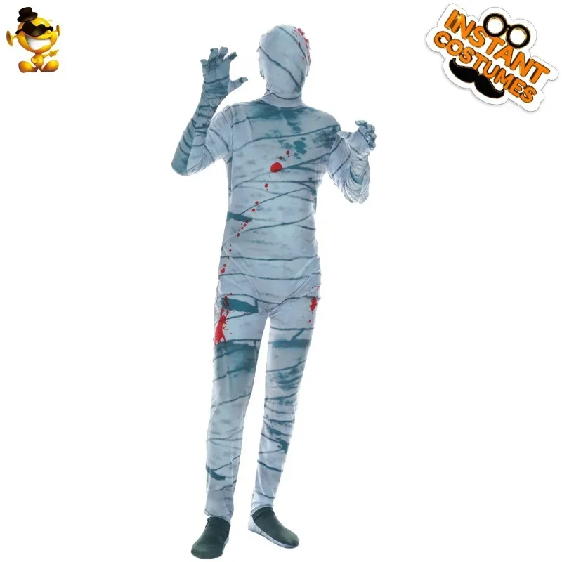 

Mummy Cosplay Jumpsuit Men Halloween Costume Party Zombie Stage Performance Wear 2024 Festival Day of the Dead Outfit