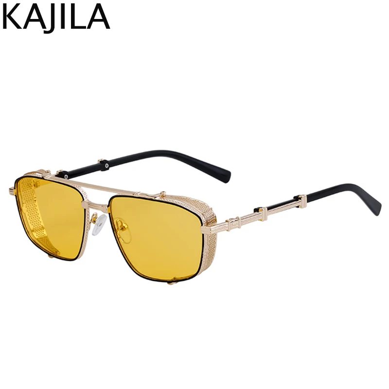 Oversized Square Sunglasses Men Big Frame 2024 Luxury Brand Rectangle Punk Sun Glasses For Women Metal Frame Shield Eyewear