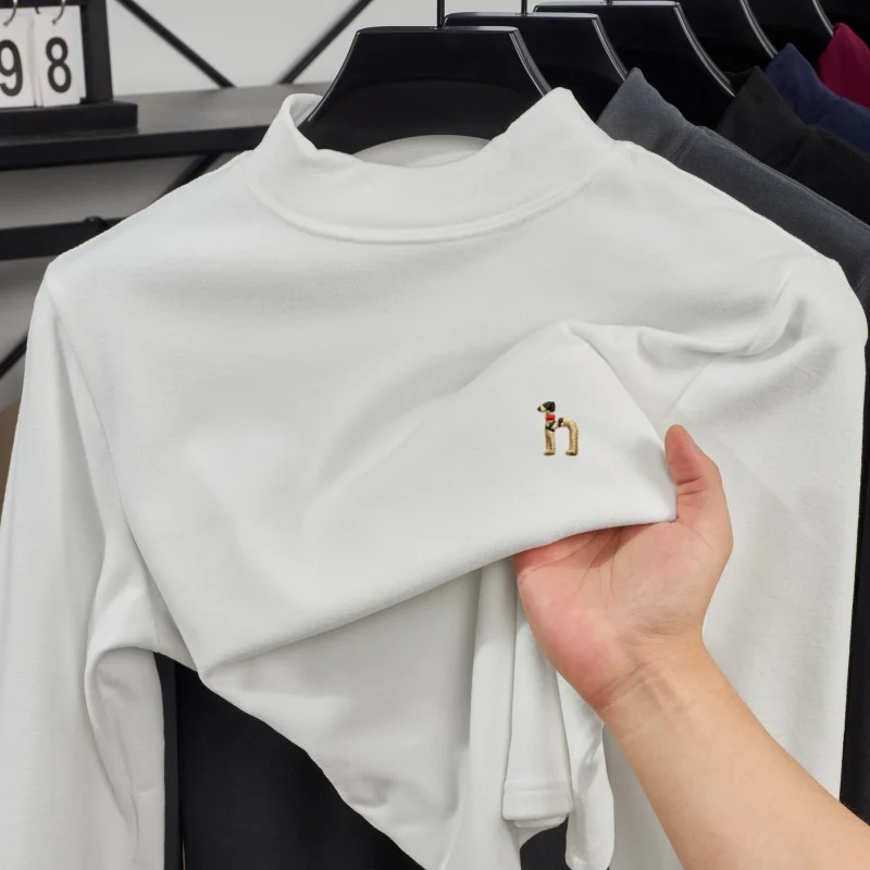 

New high-end brand men's long sleeved pullover autumn fashion selling boutique dog embroidery top original Korean style T-shirt