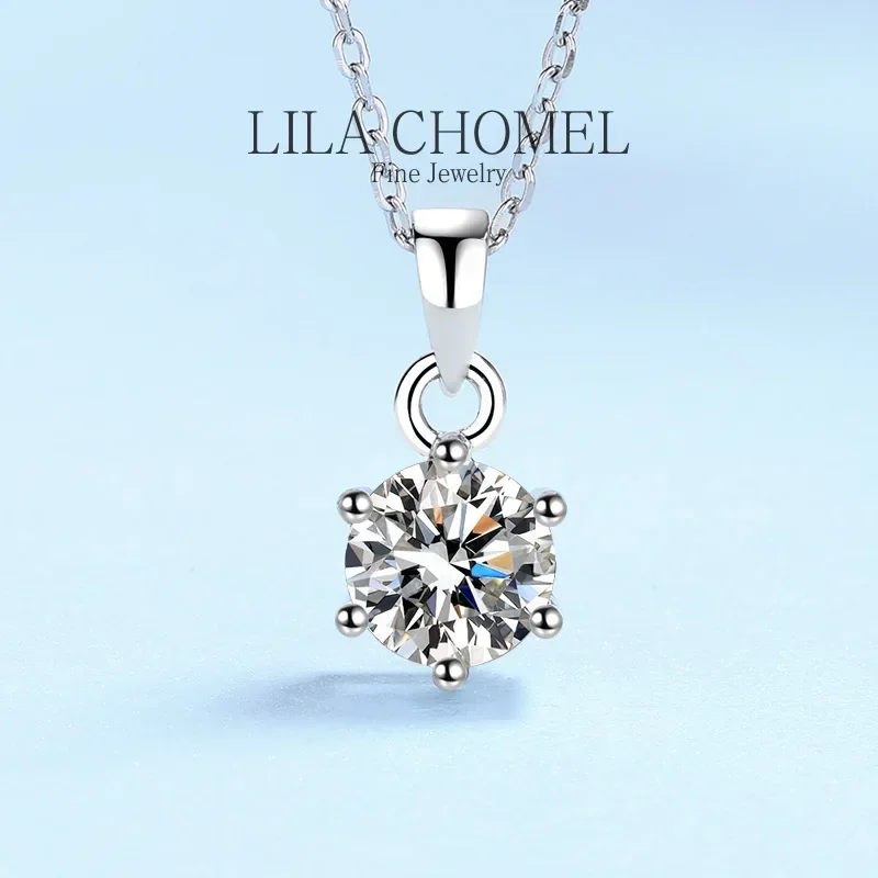 

Original PT950 Platinum Long Chain Jewelry GRA 0.5/1/2/3/5 Carat Moissanite Six pronged Diamond Wedding Pendant Necklace Women