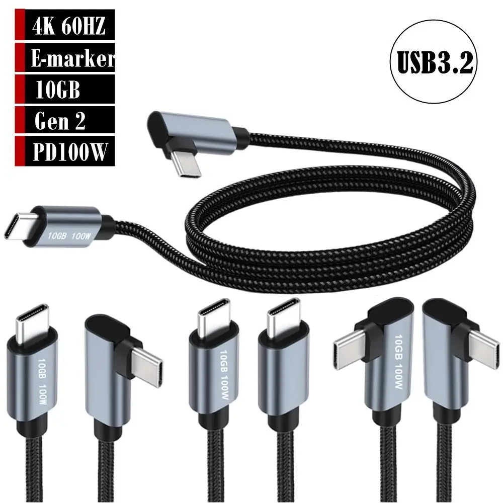 外部データケーブルタイプc,10GB,4k,60hz,d100w,オスからオスUSB-C3.2gen2,高速