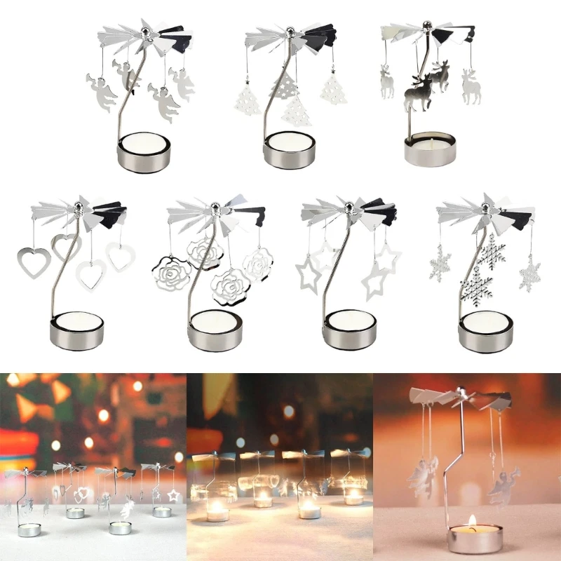 Rotary Holder Creative Rotating Candlestick Tea Light Holder Party Gift for Women Wife Children Girl