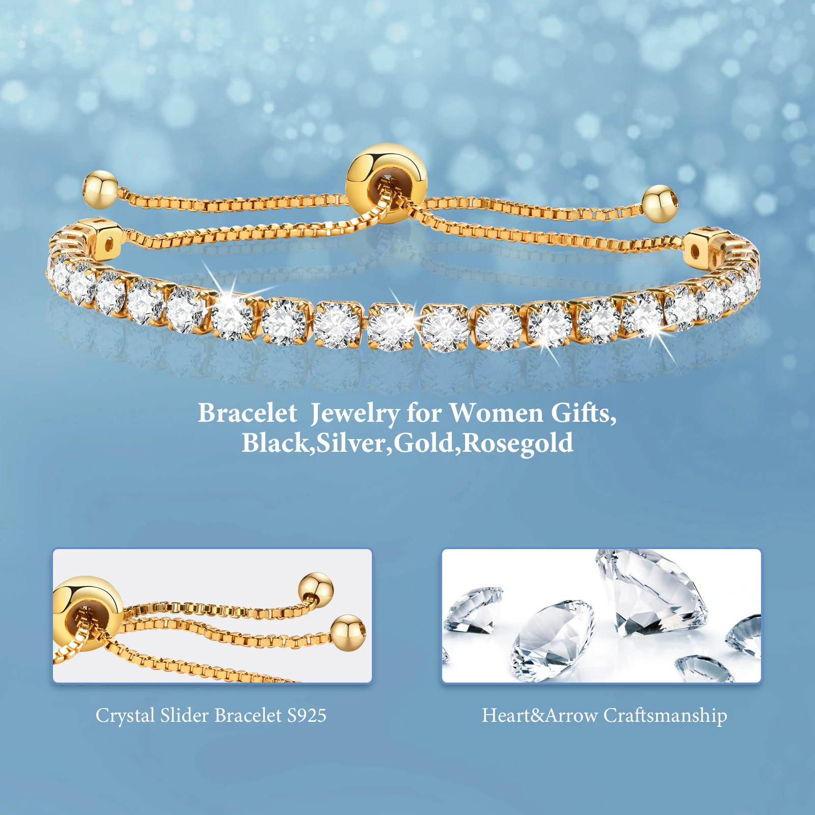 Fancy Shiny Box Chains Anklets for Women Girls Mom, Luxury Bling CZ Stone Crystal Metal Wedding Party Bracelets Gifts Jewelry