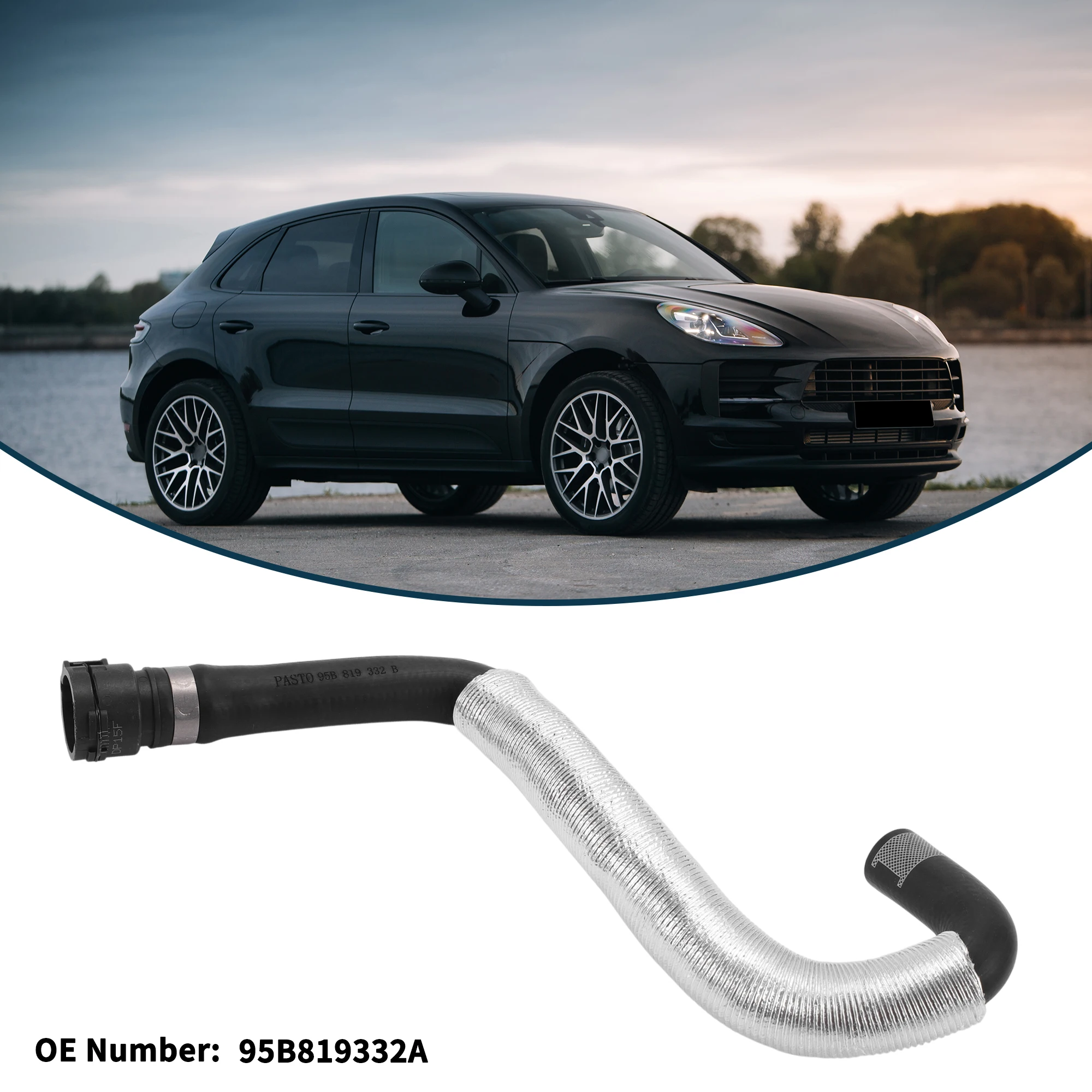 UXCELL ラジエーターホース ヒーターホース ラジエーター出口ホースパイプ ポルシェ マカン 2015用 No.95B819332A ゴム製冷却液パイプ ブラック 1個