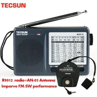 TECSUN R-9012 AM/FM/SW Receptor portátil de radio de onda corta de 12 bandas con antena externa AN-05 Receptor de radio multibanda