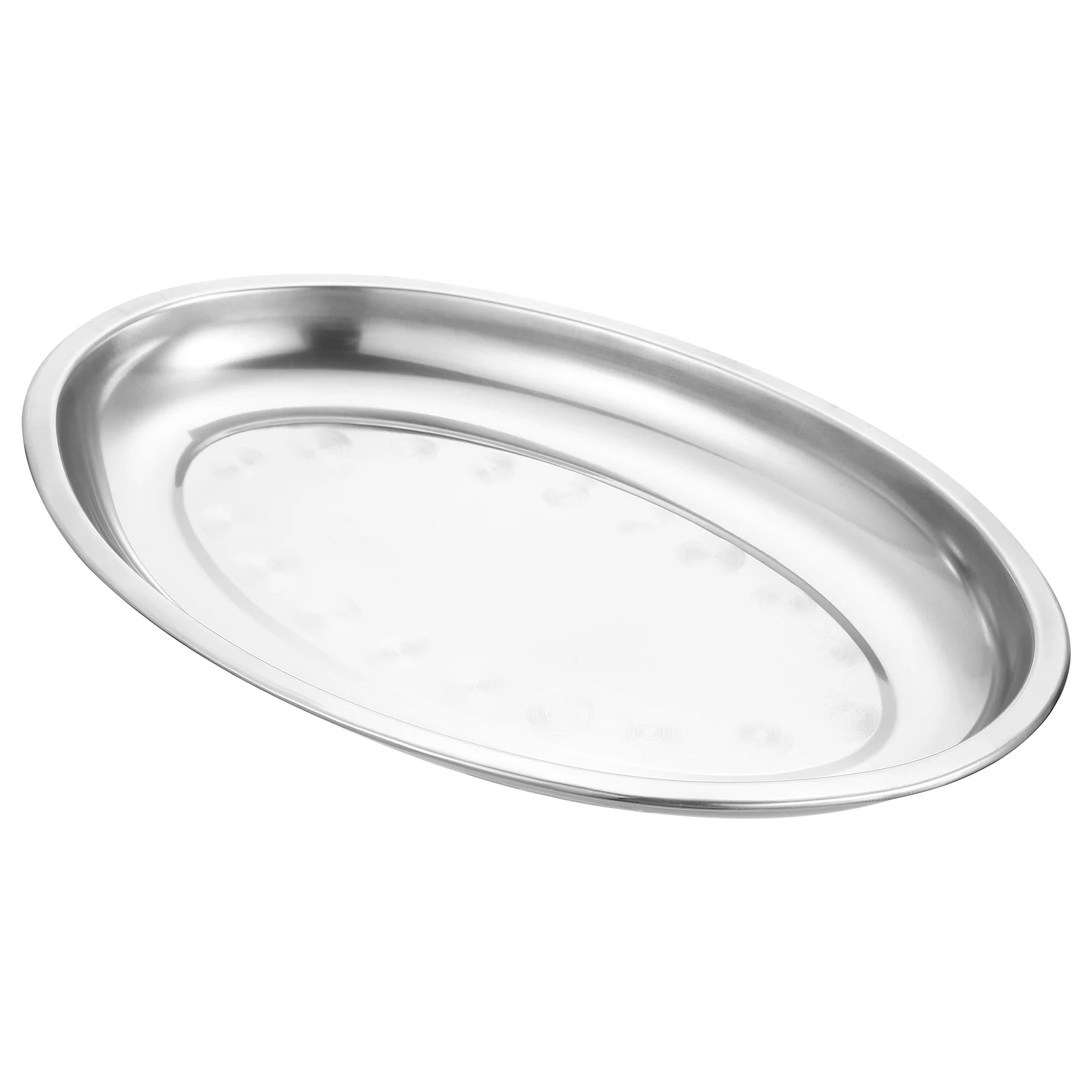 

1pc Stainless Steel Oval Plates Anti rust Snack Tray Dessert Pastry Silver Food Container Easy Clean Kitchen Bar